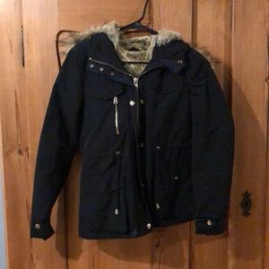 Top Shop Coat with fur-lined hood